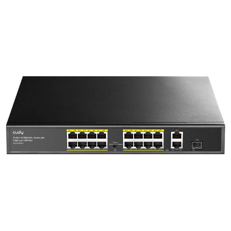 6725238150447acb6697eaeb8db74e70.jpg FS1018PS1 16-Port 10/100M PoE+ Switch with 1 Combo SFP Port