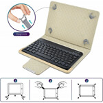 0f6ead866a22601d3c2b47e45c34d33d Maskica sa Bluetooth Tastaturom Leather za Tablet 10" Univerzalna zlatna