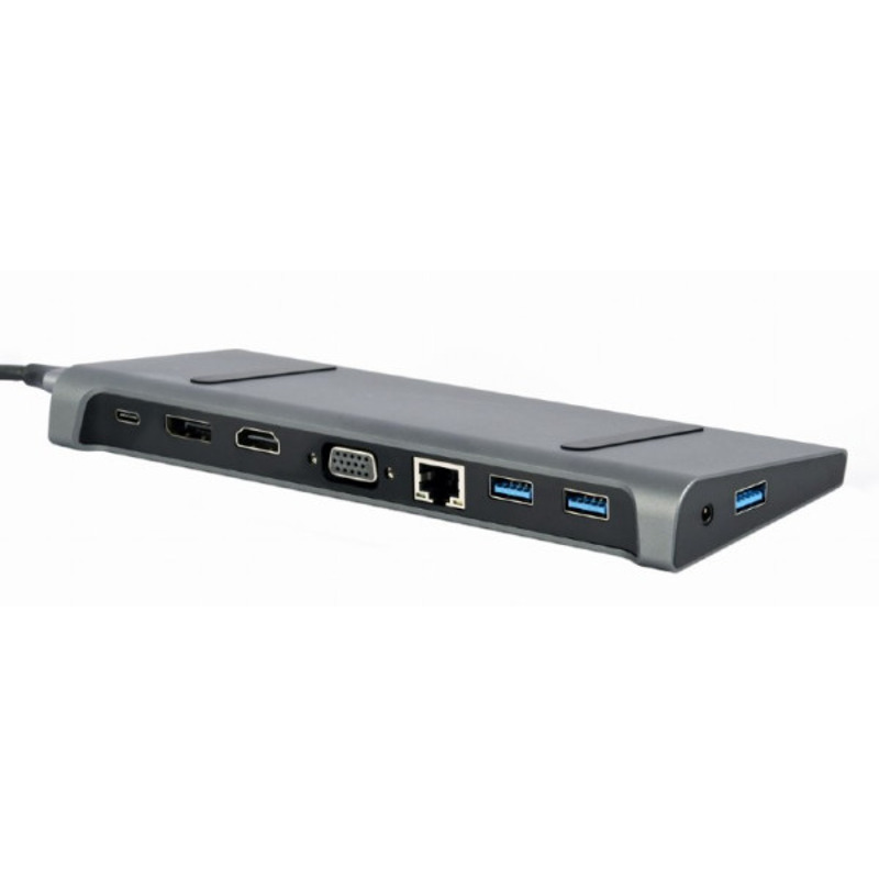 fd8af47f35d27688797b7918cfc4184a.jpg A-CM-COMBO9-02 Gembird USB type-C 9-u-1 adapter Hub3.0 + HDMI + DisplayPort + VGA + PD + LAN A