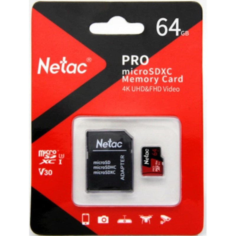 2e098a6702eada0f661c49f7ba69bbe5.jpg Micro SDXC Netac 64GB P500 Extreme Pro NT02P500PRO-064G-R + SD adapter