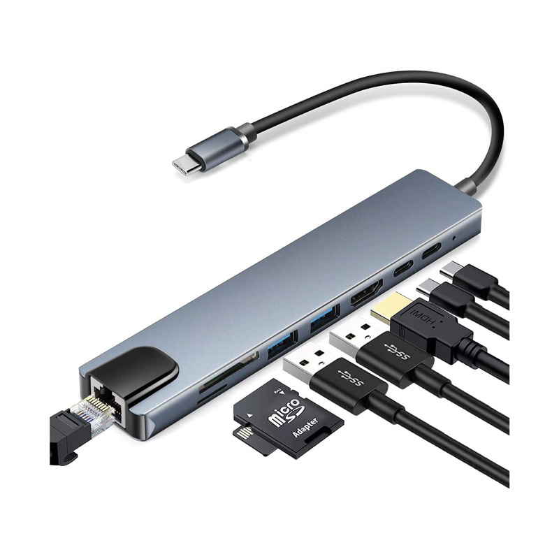f7bd619b99626b17e76e9631e609e846.jpg Adapter USB 3.1 tip C (M) - HDMI + USB3.0 + RJ45 + tip C (F) beli
