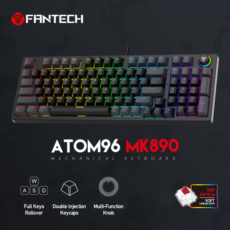 c4cd7327903477629af3546e85d502a9.jpg Tastatura Mehanicka Gaming Fantech MK890 RGB Atom 96 siva (Red switch)
