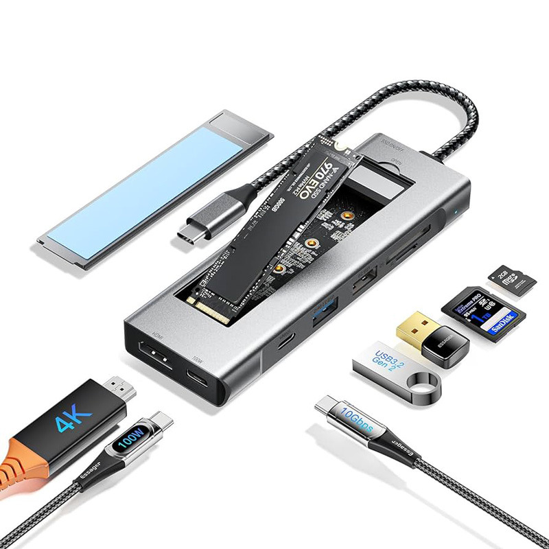 6fab90b92a59ede2fc7f088dbf0a3b7f.jpg Adapter Type C na HDMI, Type C, PD, USB 3.0, USB 2.0, SD card, TF i M.2 NVMe 8 u 1 20cm kabl