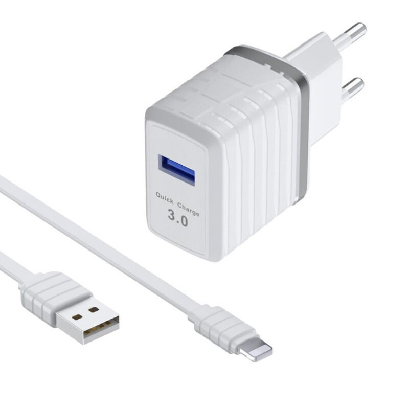 8a1397984632e1ccaab0f3fc9ccc1368 Kucni punjac KONFULON C32Q QC 3.0 sa iPhone lightning kablom beli