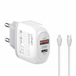 d82ce32809c784e409f7c3726d3d8494 Kucni punjac LDNIO A2316C, PD 20W, QC3.0 18W, sa Type C na Iphone lightning kablom beli