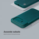 81bdcdde66fecf6019a89c7951e1e876 Maskica Nillkin Qin Pro (plain leather) za iPhone 14 6.1 zelena