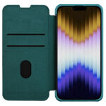 e67dce99a4ef49c01c9e039cc85adc59 Maskica Nillkin Qin Pro (plain leather) za iPhone 14 6.1 zelena