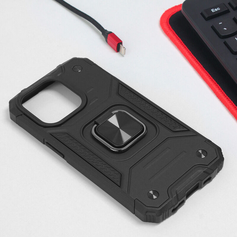 6025a258ac04f11cb73d8e8317c3a1b5 Maskica Hard Border Ring za iPhone 14 Pro 6.1 crna