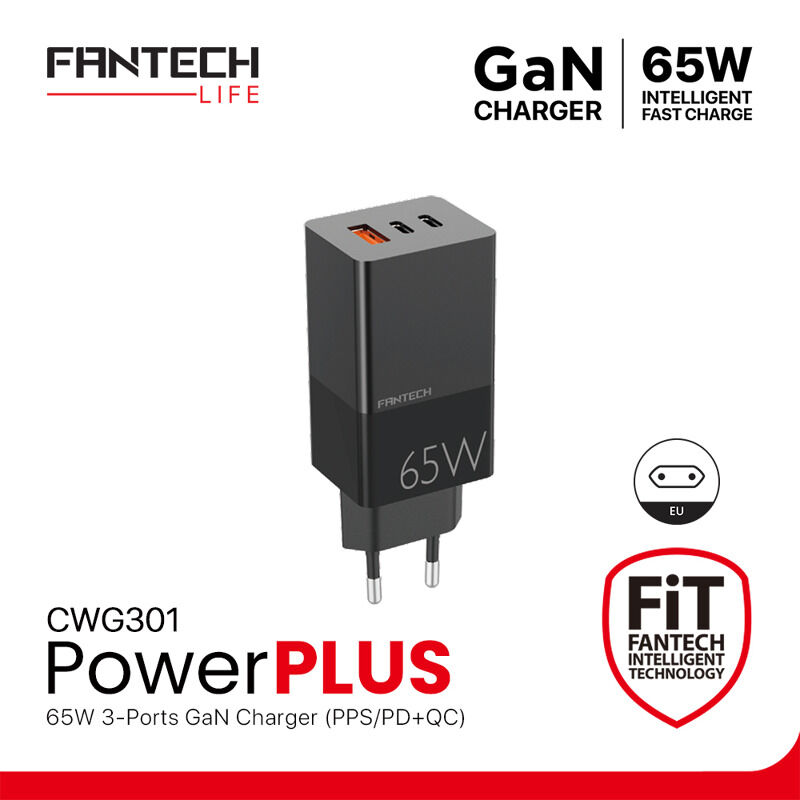 60690c138b6a47769da0620a3b27a41f Kucni punjac Fantech CWG301 2xPD + QC 65W crni