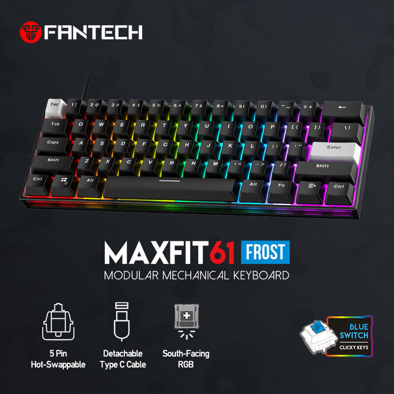 8f826e3066cfdda5a36487daf33a918a Tastatura Mehanicka Gaming Fantech MK876 RGB Atom TKL siva (Blue switch)