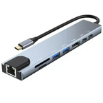 2ea69355fe81dfe0b482adc7e6df32b9 Adapter Tip C 8/1 4K HDMI/USBx2/SD/TF/USB-C/PD/Lan KT-801G Kettz