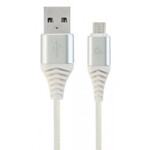 1f2862e4ad3d7e4cadc68814f92399ee CC-USB2B-AMmBM-1M-BW2 Gembird Premium cotton braided Micro-USB charging -data cable,1m, silver/white