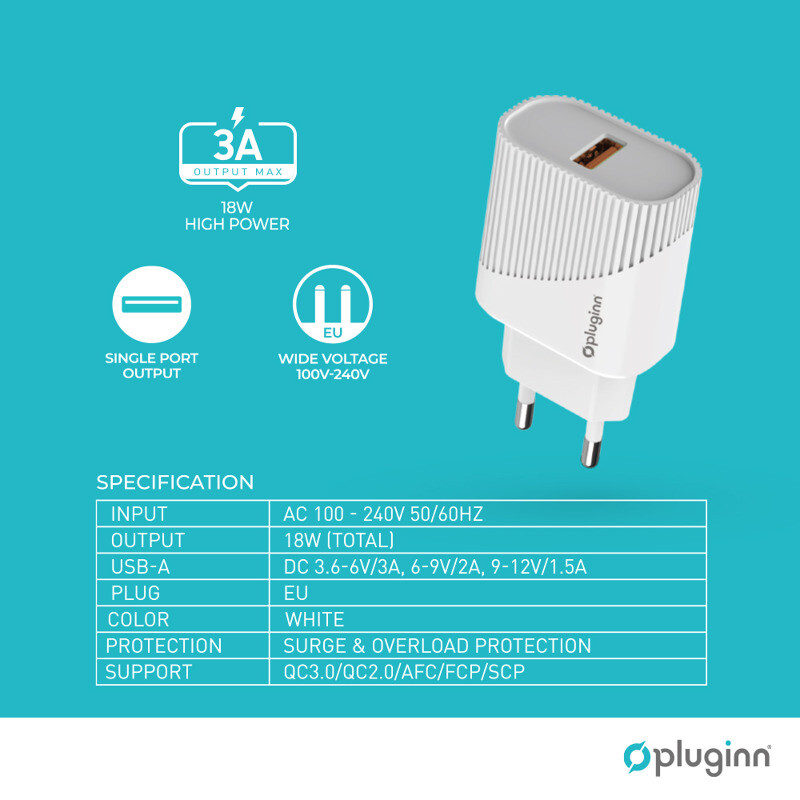 0ff46aa103d241be8d4914e972551d06 Kucni punjac Pluginn PI-D73, QC3.0 PD3.0, PPS, USB-PD 18W+20W, 38W (total) sa PD Type C kablom beli CE