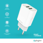 c3d82a6ea6e4b744998e3f82832edbd3 Kucni punjac Pluginn PI-D47, 5V, 2.4A, 12W 2xUSB sa lightning kablom beli CE