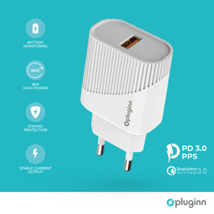 cf036e9f5627b178b271e3b0903f3ad4 Kucni punjac Pluginn PI-D61S, PD3.0, PPS, 20W sa PD iPhone lightning kablom beli CE