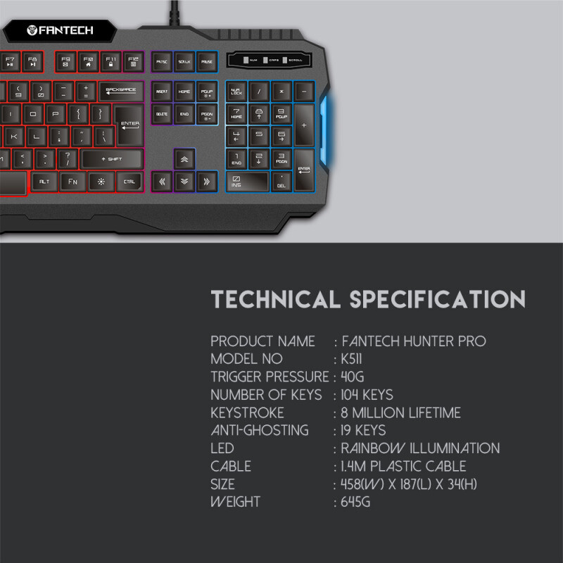 1cd478ff3032e8a518bd60d8326ee1ad Tastatura Gaming Fantech K511 Hunter Pro crna