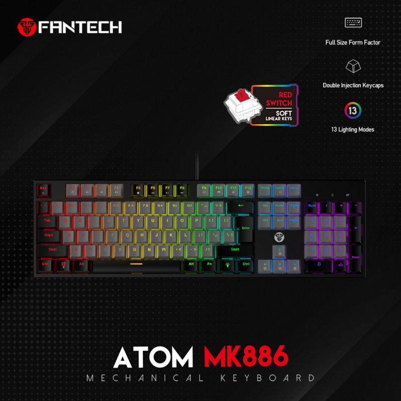 13c17b0c13bf4f8507d5f1a8a1480d62 Tastatura Mehanicka Gaming Fantech MK912 RGB Atom PRO63 Wireless Saturn (red switch)