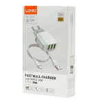89fe253567ac145e104d47373dc1e906 Kucni punjac LDNIO A3312 3xUSB 5V 3.4A 17W sa micro USB kablom beli