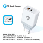 a99379f89f970e3b716f38be1d6c0391 Kucni punjac Teracell Evolution TC-04, QC PD, USB-PD 18W+18W, 36W (total) sa Type C kablom beli CE