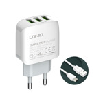 fd6f6bce921dba9902de2465bb9408be Kucni punjac LDNIO A3312 3xUSB 5V 3.4A 17W sa micro USB kablom beli