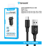 aa18fc01dba07d1fc29380a00ab779a0 Auto punjac Teracell Evolution TC-11 PD 22.5W + USB QC3.0 20W, 45W (total) sa Type C kablom crni