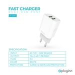 d113d5a82b49f7b2eb2e2e5137c86714 Kucni punjac Pluginn PI-D47, 5V, 2.4A, 12W 2xUSB sa micro USB kablom beli CE