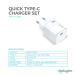 44899fe61a8283c3152521b2f72131a4 Kucni punjac Pluginn PI-D73-25w, PD 3.0, PPS, 25W sa PD iPhone lightning kablom beli CE