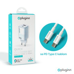 47e005b19fa538c6bcbf54859e21940a Kucni punjac Pluginn PI-D74-45w, GaN, QC3.0, PD3.0, PPS, USB 19W, PD 45W sa PD Type C kablom beli CE