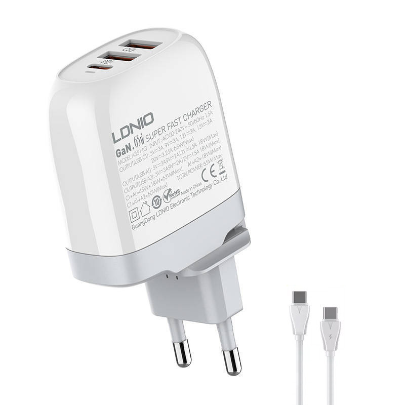 d1eb2fb7fdcfd1ccb789eebe877da442 Kucni punjac LDNIO A3511Q PD, QC4+, QC3.0, PPS, 65W Type C na Type C