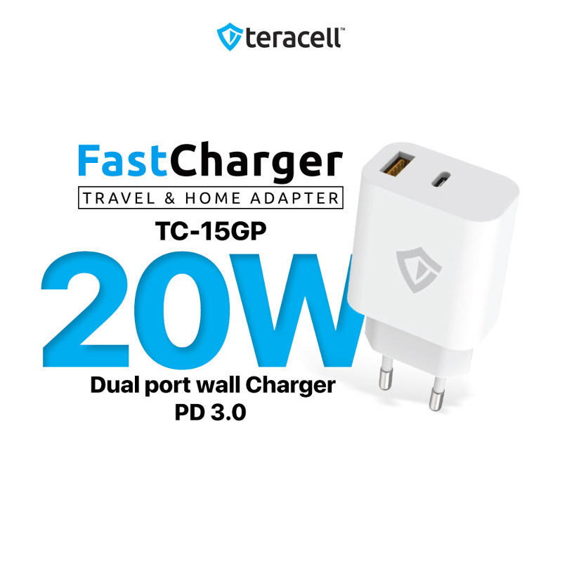 ae0cb83db822a5f7c3450a3704747d54 Kucni punjac Teracell Evolution TC-15GP, QC 3.0, PD 3.0, 20W sa PD iPhone lightning kablom beli CE