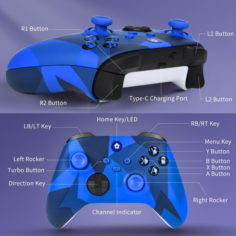 a23062c76b413aca7c04ecfc0b6dca95 Joypad WIFI kontroler za XBOX One, XBOX X series, PC Windows, PS 3 mermerno plava