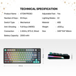 88383fb2b6f93f721ffcf95d2bdb5d14 Tastatura Mehanicka Gaming Fantech MK913 RGB Atom PRO83 Wireless Mercury (blue switch)