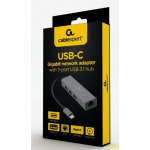 0f5cc2c107144ea3067975b2db618483 A-CMU3-LAN-01 Gembird USB-C Gigabit network adapter + 3-port USB 3.1 HUB (alt.A-CMU3-LAN-05) FO