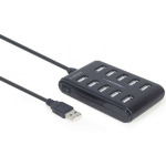 15f87e4b130518733937fba8d983c11a UHB-U2P10P-01 Gembird 10-port USB 2.0 HUB, black A