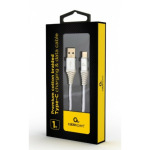 23c56d8e88487ce47b28186490a0c3a5 CC-USB2B-AMCM-1M-BW2 Gembird Premium cotton braided Type-C USB charging -data cable,1m, silver/white