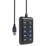 bbcf8ce8879171febd23ed9dce365625 UHB-U2P10P-01 Gembird 10-port USB 2.0 HUB, black A