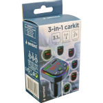 de87f41aab4e171c2d4514d74f9cd574 BTT-09 ** Gembird 3-in-1 Bluetooth carkit with FM-radio transmitter and USB 3.1 A charger, blk (559)
