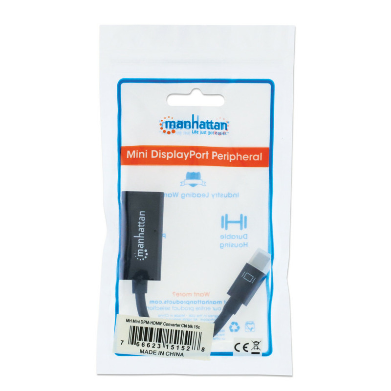 1e12cc748f0b9a9f5f26b88c5cd75dfc Adapter Manhattan 151634 DisplayPort/M - HDMI/F 1080p Crni