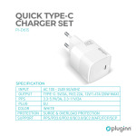 9c966bbac146b8c44f223b888a242ae7 Kucni punjac Pluginn PI-D61S, PD3.0, PPS, 20W sa PD Type C kablom beli CE
