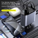 3ade0b06c0b78541e0ce96334d9f0dda Auto punjac C1 4u1 PD 3A, USB 2.4A 120W (total) sa Type C/lightning kablom tamno sivi