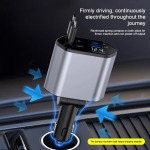 c6183c516f813860e82142380741a811 Auto punjac C1 4u1 PD 3A, USB 2.4A 120W (total) sa Type C/lightning kablom tamno sivi