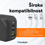 58b17c9037049e5f10981657413363a8 Punjac univerzalni Terabyte TR65W, GaN, PPS, PD 3.0, QC 3.0, 65W sa PD Type c kablom crni CE