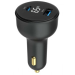 19b3525b386b8da6c0e205e440715a4a TA-UC-AC2PD65LCD-CAR-01 Gembird 2-port USB brzi punjac za auto, Type-C PD, LCD, 65W, black