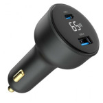 660c0470a8a261f0ef60b80f8c46b1b5 TA-UC-AC2PD65LCD-CAR-01 Gembird 2-port USB brzi punjac za auto, Type-C PD, LCD, 65W, black
