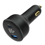 6d677db8b9bc19dfd4a5910755978f4a TA-UC-AC2PD65LCD-CAR-01 Gembird 2-port USB brzi punjac za auto, Type-C PD, LCD, 65W, black
