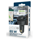 eafbefb6b313217333099233bd5664bc TA-UC-AC2PD65LCD-CAR-01 Gembird 2-port USB brzi punjac za auto, Type-C PD, LCD, 65W, black