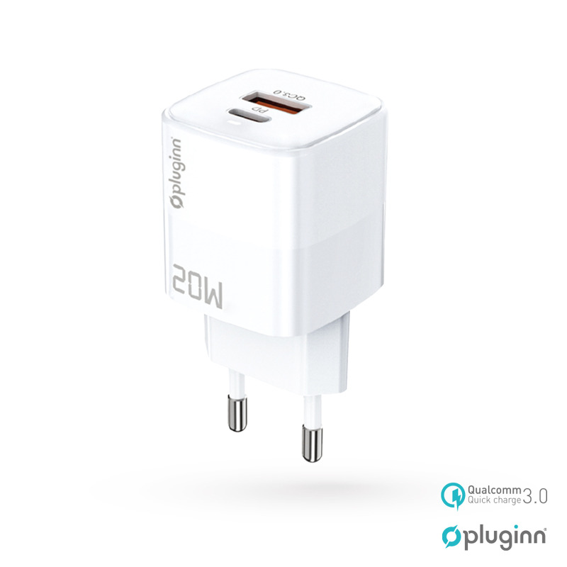0f41d0c874dc825727fd9824637b92a6 Kucni punjac Pluginn PI-D73, QC3.0 PD3.0, PPS, USB-PD 18W+20W, 38W (total) sa PD Type C kablom beli CE