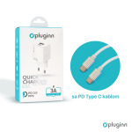 2abf1ebd49574e28e9f8f9dc88cf3099 Kucni punjac Pluginn PI-D73, QC3.0 PD3.0, PPS, USB-PD 18W+20W, 38W (total) sa PD Type C kablom beli CE