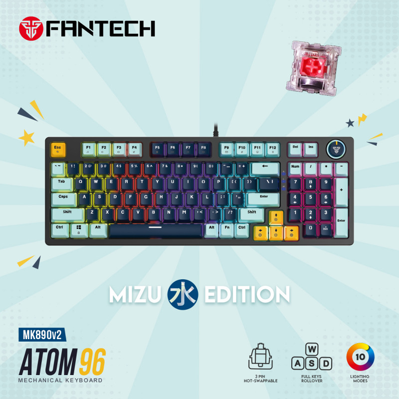 01d0a28cbf7bff42c5f6ee97422df4b9 Tastatura Mehanicka Gaming Fantech MK912 RGB Atom PRO63 Wireless Saturn (red switch)