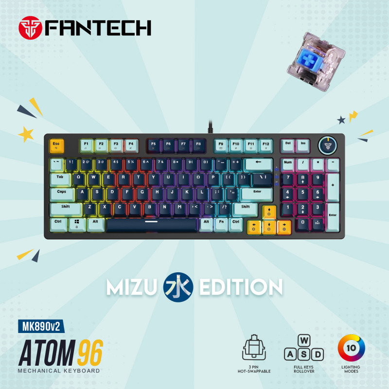 5fcd2312cd2ab1ae543dcc6265d40b0d Tastatura Mehanicka Gaming Fantech MK912 RGB Atom PRO63 Wireless Saturn (red switch)